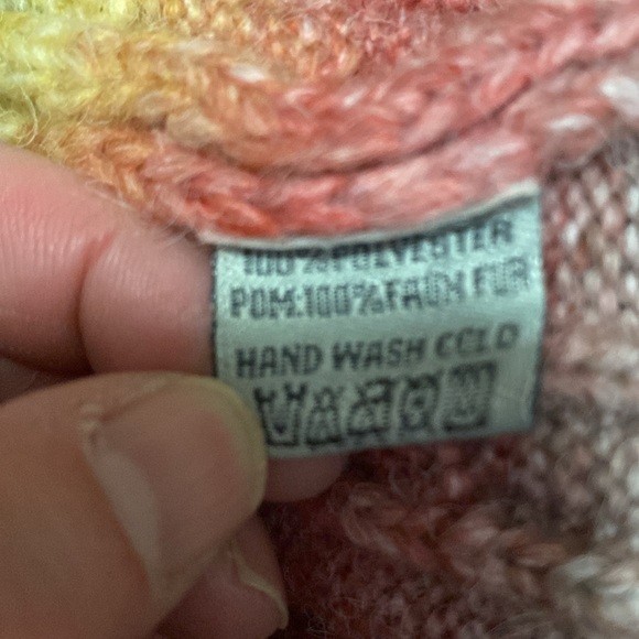 Cute Striped Multicolor Knit Beanie with Pom OS - Picture 4 of 5